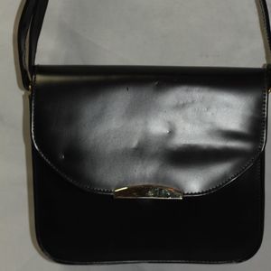 E Collection Dark Blue Leather Envelope Handbag